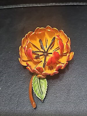 #ad Amazing Condition Vintage Unmarked Pin Brooch Orange Red Yellow AUTUMN COLORS