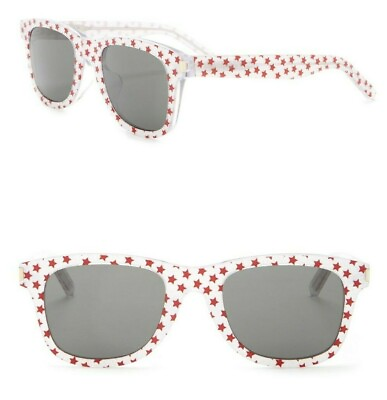 #ad Saint Laurent SL51 F 015 50mm Square Sunglasses Glitter Red Star Black Italy