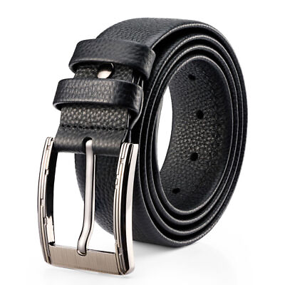 #ad Men#x27;s Belts Real Genuine Leather Casual Dress Jeans Belt for Men Black