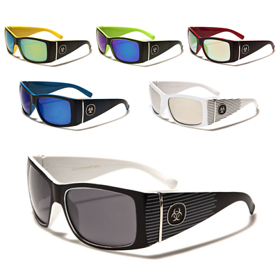 #ad Biohazard Sunglasses Sport Mirror Baseball Golf Fishing Wrap Plastic Frames Men.
