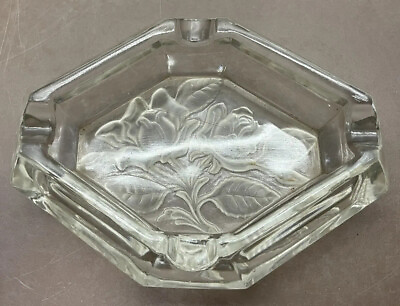 #ad Vintage Retro Glass Ashtray Flower Diamond Shape Mid Century