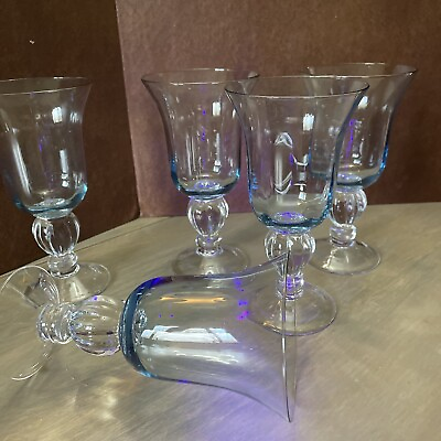 #ad Set of 5 Lenox Colore Blue Water Goblet Provencial Vintage 7.25quot;tall