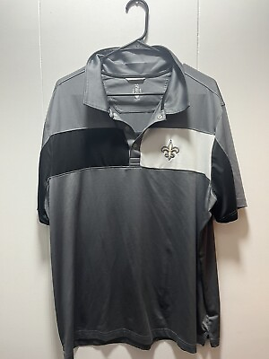 #ad New Orleans Saints Polo Golf Shirt Size XL Mens Cutter amp; Buck Gray Black White