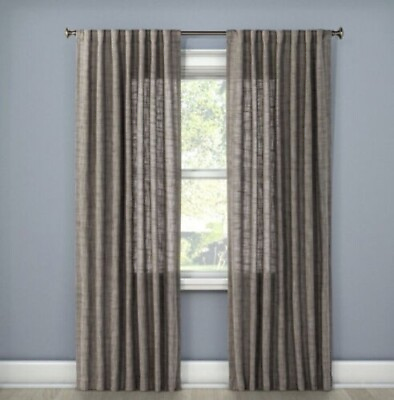 #ad Window Curtain Panel Textured Weave Back Tab Light Filter Gray 84quot; x 54quot;