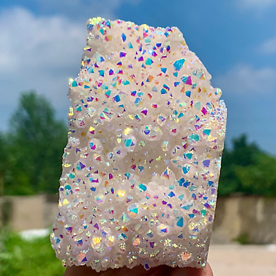 #ad 189G Angel Aura Quartz Titanium BismuthSiliconcluster Rainbow Crystals Stone