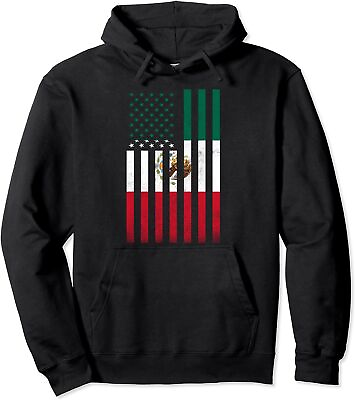 #ad Half Mexican Flag Vintage American Inside Me USA Unisex Hooded Sweatshirt