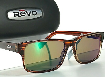 #ad NEW Revo FINLEY Brown Horn polished POLARIZED Green ECO Sunglass 1112 12 GN $158.87