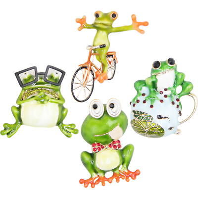 #ad 4 Pcs Frog Brooch Alloy Miss Backpack for Women Cartoon Lapel Badge