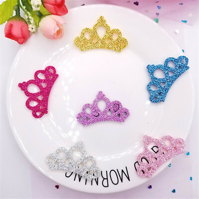 #ad 20 pack Multicolors Glitter Crowns Felt Patches Sew On Embellishments Art Decors