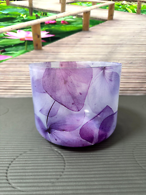 #ad Purple Flower Pattern Design A Third Eye Chakra Quartz Crystal Singing Bowl 8quot;
