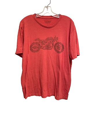 #ad Lucky Brand Motorcycle T Shirt Adult Large Red Short Sleeve Polyester Blend READ