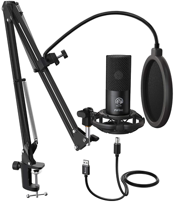 #ad FIFINE Studio Condenser USB Microphone Computer PC Microphone Kit with Adjustabl