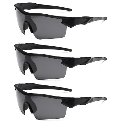 #ad 3PK Men Sport Sunglasses Polarized for Driving Fishing Golf Big Small Face UV400