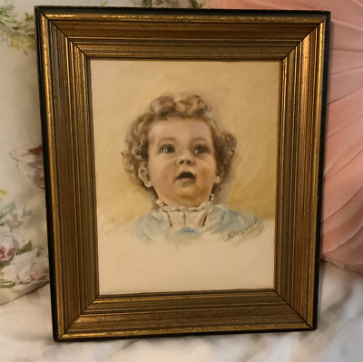 #ad Signed Painting Of Baby L. K. Seymour 1955