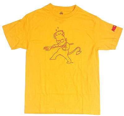 #ad Neff Simpsons Bart Devil Men#x27;s Yellow Gold T Shirt New
