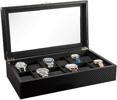 #ad Watch Box Case Organizer 12 Slot Watch Holder Storage Display
