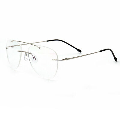 #ad Rimless Business Eyeglass Glasses Iltra Light Myopia Rx able Glasses Frame I