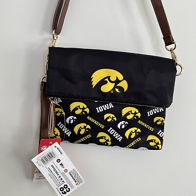 #ad Iowa Hawkeye Crossbody Bag Clutch Purse by Foco NCAA Officially Licensed
