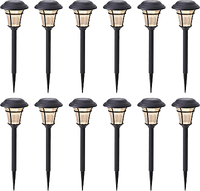 #ad 12 Pack Outdoor Solar Pathway Lights for Patio Yard Driveway