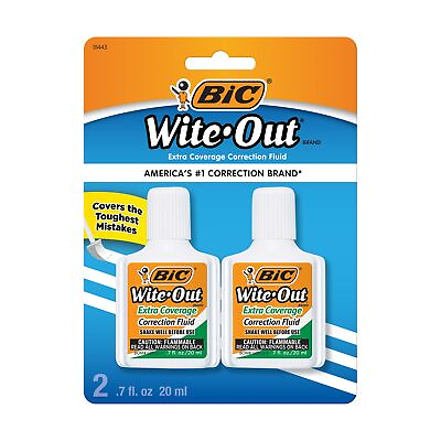 #ad Wite Out Extra Coverage Correction Fluid 20 mL Bottles White Pack Of 2
