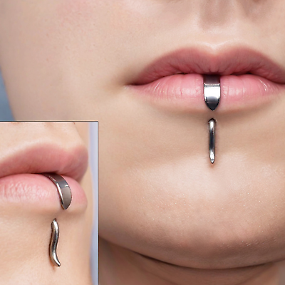 #ad 1Pc 16G 925 Sterling Silver Labret Lip Stud Hanger Shape Monroe Piercing Jewelry