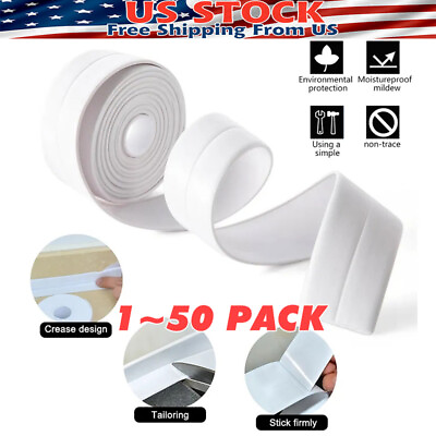 #ad 10.5FT PVC Self Adhesive Caulk Sealing Strip Tape For Kitchen Wall Sink Toilet