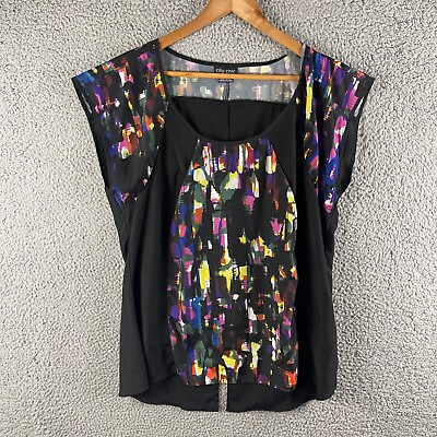 #ad City Chic Womens Top Extra Small Black Sleeveless Pullover Plus Size Career Work