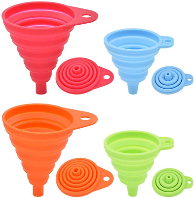 #ad Silicone Collapsible Funnel Set of 4 Pack Small to Large Foldable for Kitchen