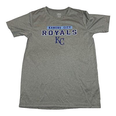 #ad MLB Kansas City Royals Baseball Boys Poly T Shirt Grey Large 12 14