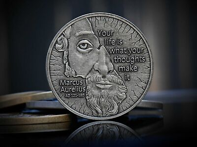 #ad Marcus Aurelius Coin EDC Reminder Coins Daily Stoic Philosophy Medallion