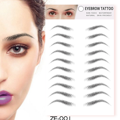 #ad Hair like Eyebrow Tattoo Sticker False Eyebrow Waterproof Lasting Makeup Kit ZE1