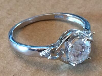 #ad Moissanite Diamond Ring Brilliant White Stone Solid Silver Sizes 6 to 10