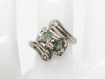 #ad Vintage 1940s RETRO $4000 .75ct Natural Alexandrite Diamond 14k White Gold Ring