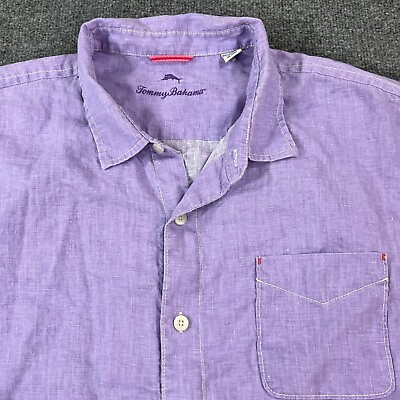 #ad Tommy Bahama Shirt Mens 3XLB Big Tall Purple Linen Long Sleeve Button Casual