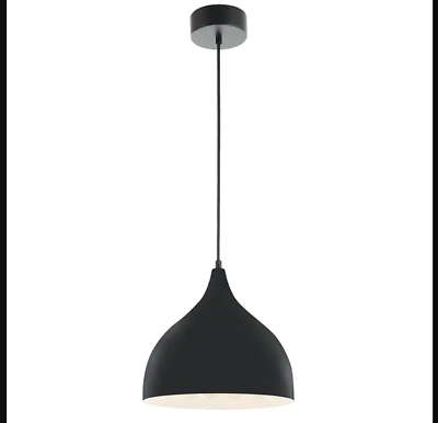 #ad Quoizel 11 in. Black Integrated LED Pendant with Metal Shade