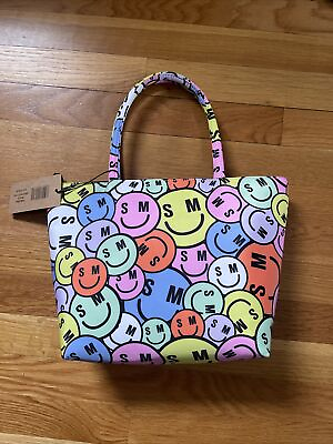 #ad Steve Madden Insulated Mini Lunch Tote Multi Color Zip Smiley Face Brand NWT