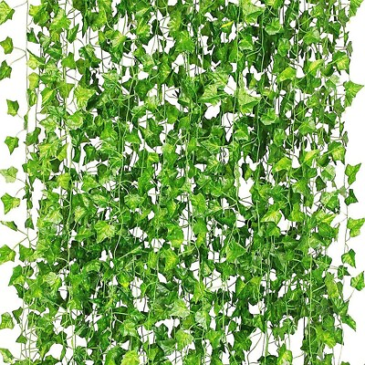 #ad 48 PCS 378 FT Artificial Ivy Leaf Plants Fake Hanging Garland Vine Home Decor