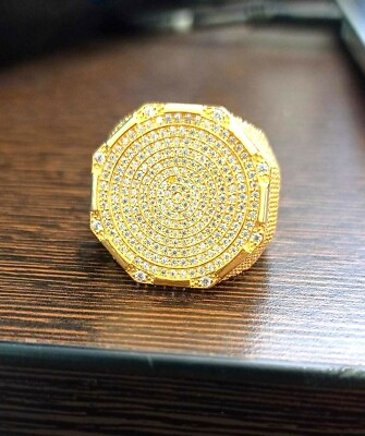 #ad Mens Diamond Engagement Pinky Ring Yellow Gold Finish 3.00 Ct Round Pave Band