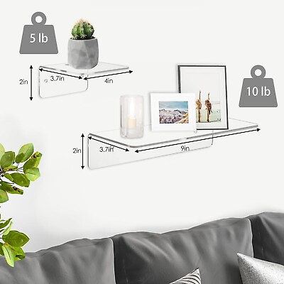#ad 9 Inch Clear Wall Shelf Acrylic Small Floating Shelf for Wall Home Wall Displ...