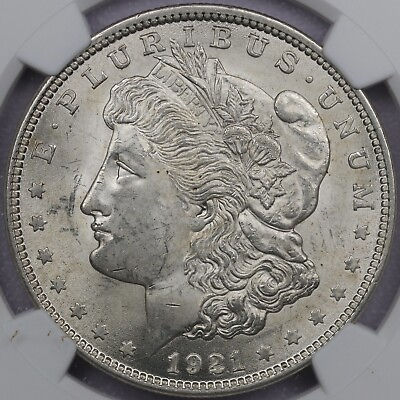 #ad 1921 Morgan Silver Dollar NGC MS 63