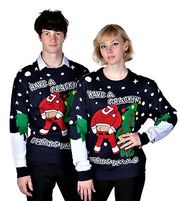#ad KESIS Ugly Christmas Sweater Santa Pullover Navy Blue
