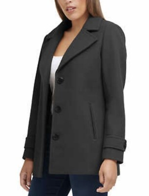 #ad Andrew Marc Ladies#x27; Large Black Water Resistant 3 Button Pea Coat Jacket
