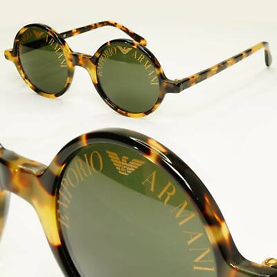 #ad Emporio Armani 1997 Vintage Sunglasses Round Lens Logo Print Brown 523 S 053