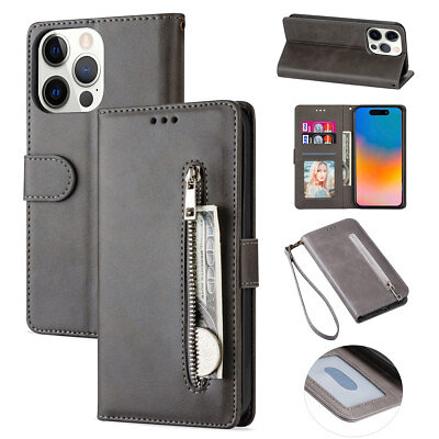 #ad Three Card Zipper Anti Drop Phone Case For iPhone 15 Pro Max 14Plus 13 12 11 XR