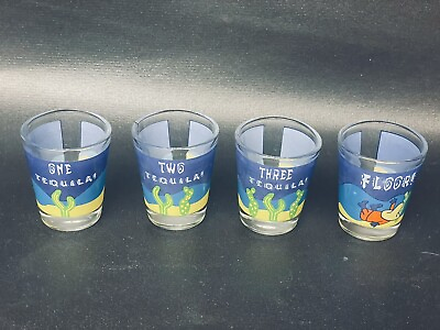 #ad Vintage Tequilla Shot Glasses Funny 1994 Bar Souvenir Tequilla Party set of 4