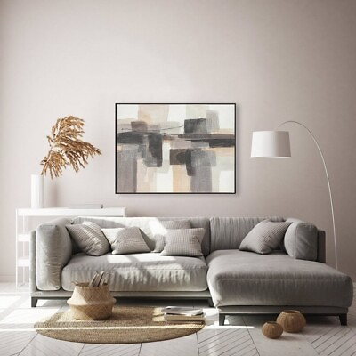 #ad Ins Style Grey Beige Oil Painting Handmade Canvas Decorative Mural Unframe