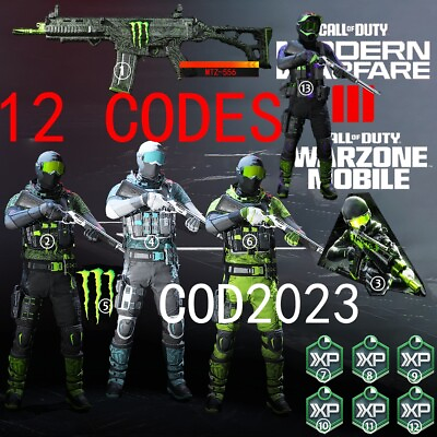 #ad Call of Duty Modern Warfare 3 Monster Energy Full Set of 12 Codes Skin