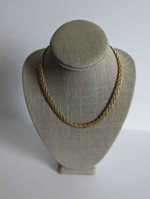 #ad Vintage Plaited Goldtone Necklace Very Attractive Unusual Design.