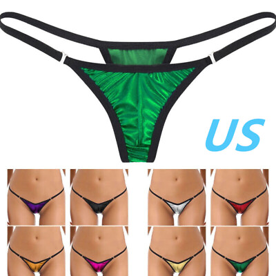 #ad US Women Shiny Mini Thongs Sexy Micro G String String Panties Lingerie Underwear