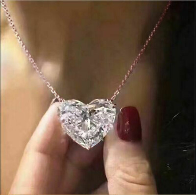 #ad Women Heart 925 Silver FilledGold Necklace Pendant Cubic Zircon Jewelry